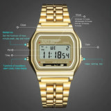 LED Digital Watch – Steel Strap Multifunction Sports Wristwatch