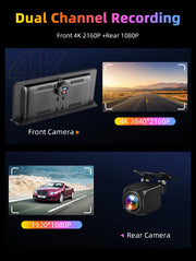 Dual channel recording image showcasing a front 4K 2160P camera and a rear 1920x1080P camera.