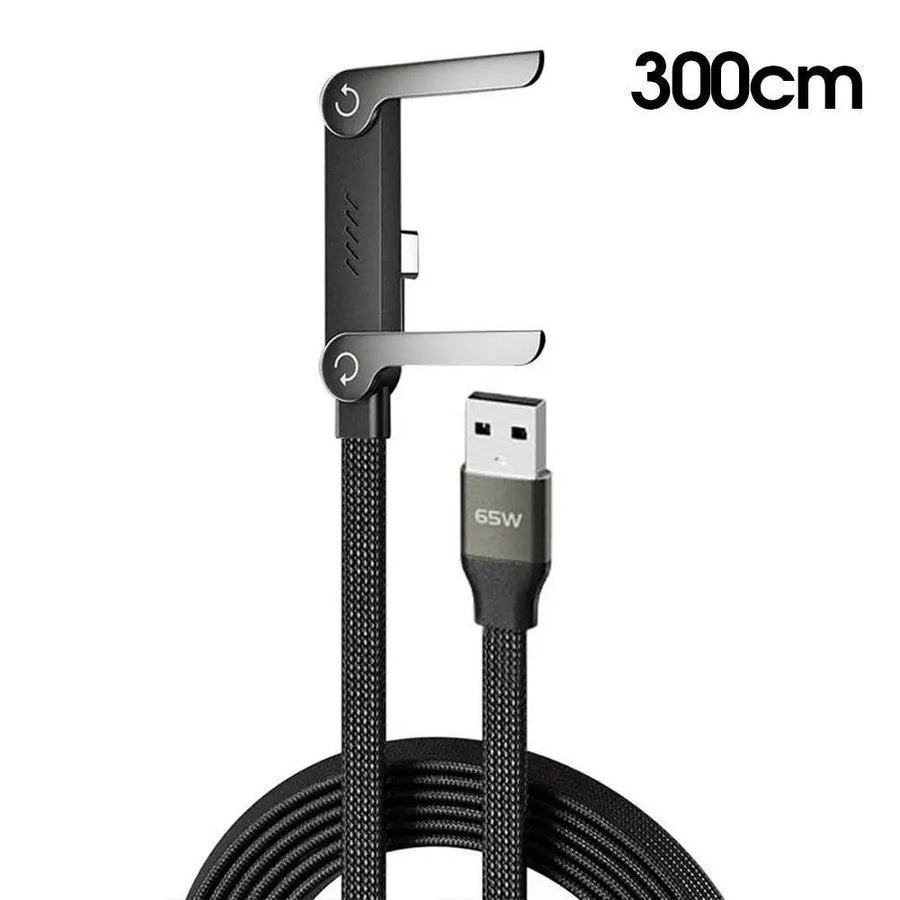 240W Fast Charging Cable with Foldable Phone Holder, USB-C