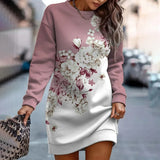 Women's Printed Sportswear Top – Round Neck Long Sleeve