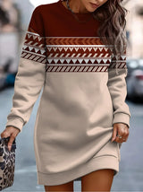 Women's Printed Sportswear Top – Round Neck Long Sleeve