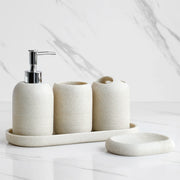 5-Piece Bathroom Accessories Set Beige Grey