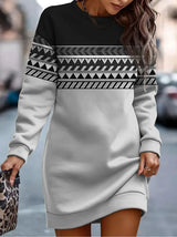 Women's Printed Sportswear Top – Round Neck Long Sleeve