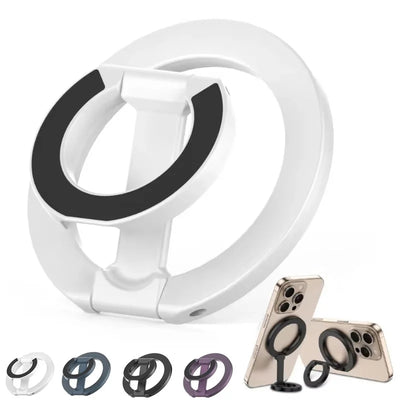 Magnetic Phone Stand – Double-Sided Ring Holder, Folding Desktop Bracket, 360° Rotation