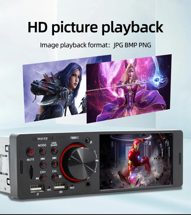 Touch Screen Car Radio, MP5 Player, Bluetooth, Hands Free, Audio, USB, TF, 7 Colors Lighting, Stereo System, Head Unit, 7805C