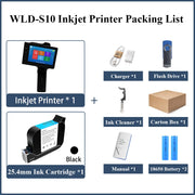 WILLITA 25.4mm Portable Handheld Inkjet Tij Printer Gun For Logo Expiry Date QR Barcode Batch Numbers Label Machine S10