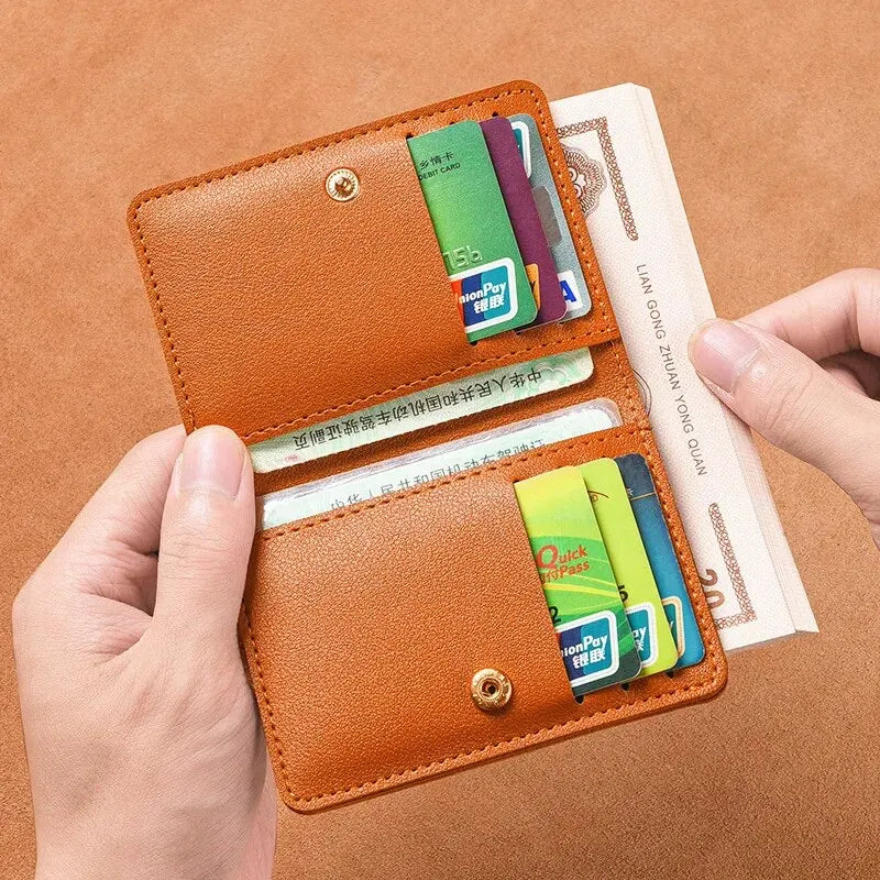 Slim PU leather wallet front view