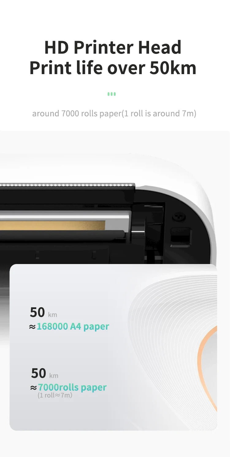 HD printer head with print life information on a white background — portable A4 thermal printer 203dpi printhead