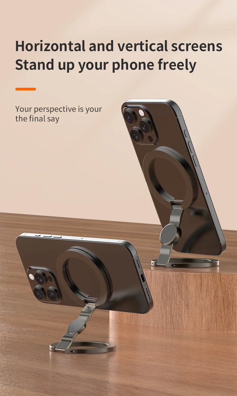 Double-Sided MagSafe Phone Holder – Foldable 360° Rotating Stand for iPhone 14/15/16