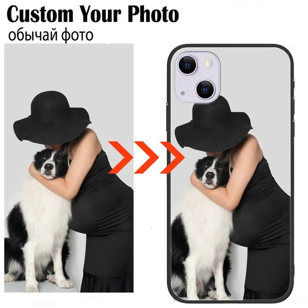 Custom Phone Cases For iphone 16 e 14 Pro Max 13 Mini 15 Plus Glass Silicone Cover Customized Photo Personalized Pictures Fundas