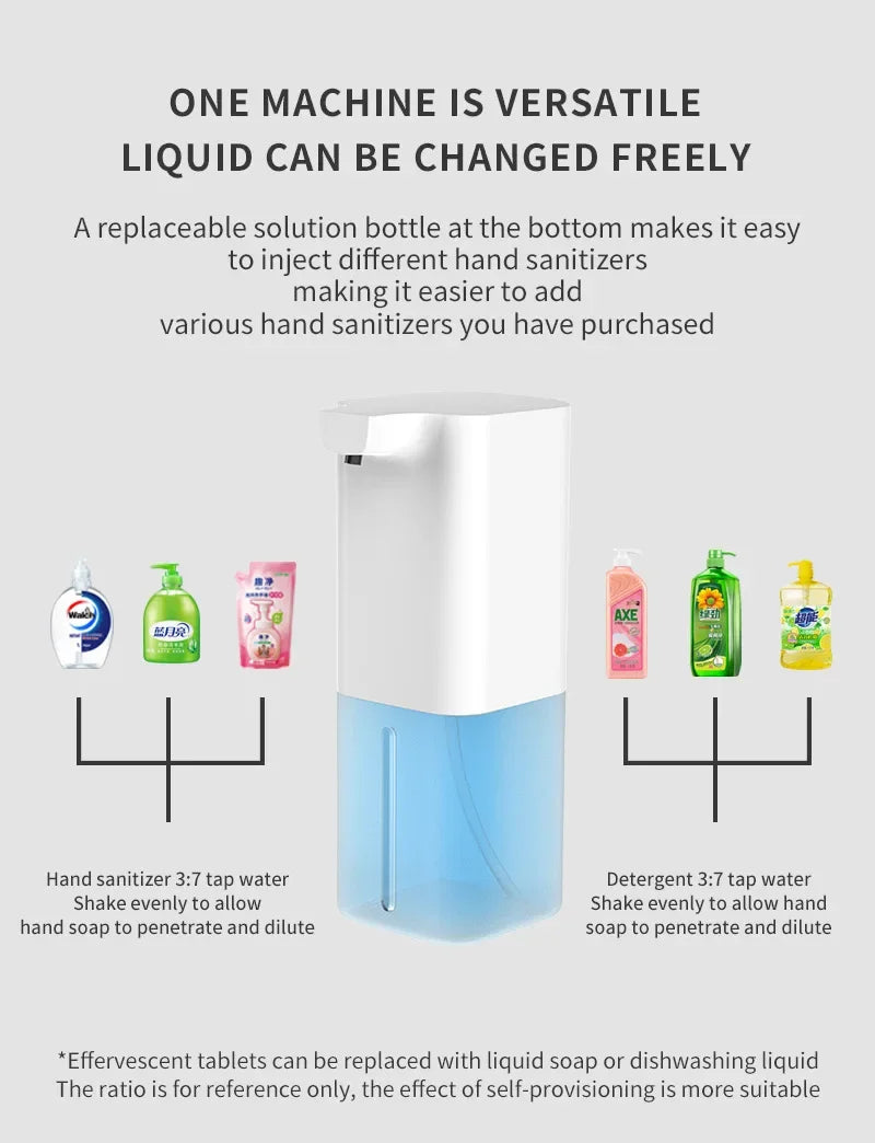 Touchless automatic foaming soap dispenser with text highlighting versatility and customization options