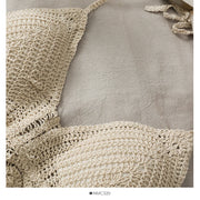 2025 Crop Tops Retro Wild Hollow Perspective Tassel Sexy Spaghetti Strap Tanke Top Women Built In Bra New Back Lace Halter Neck