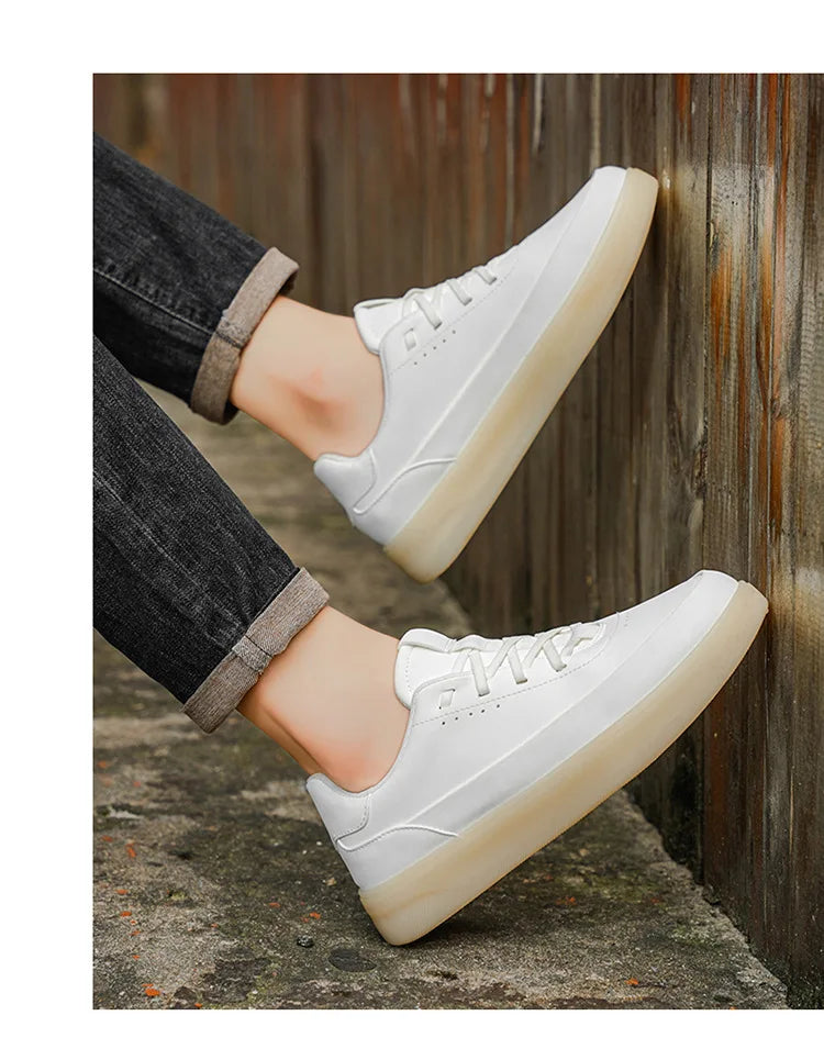 Men's Leather Casual Shoes, Lightweight Soft Sole