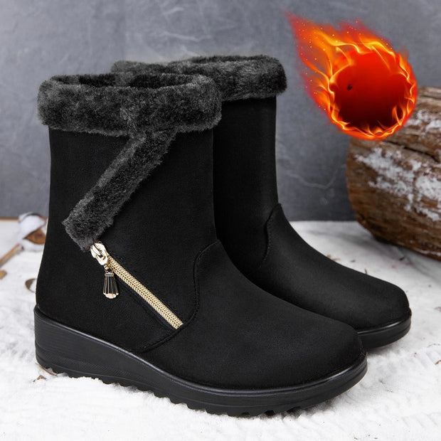 Winter Women Boots Fashion High-top Cotton Shoe Non Slip Wedges Platform Booties Mid-calf Snow Boots Warm Winter Boots for Women