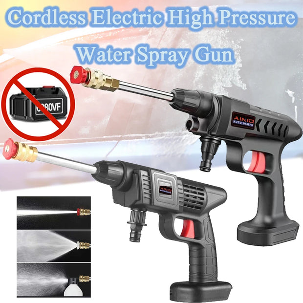 60BAR Cordless High Pressure Car Washer Spray Water Gun Wireless High Pressure Car Wash Water Gun Washer Self Priming Sustain