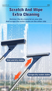 2 in 1 Window Mesh Screen Brush Window Cleaner Magic Broom Wiper Telescopic Long Handle Window Mop Squeegee Wiper Cleaning Tool