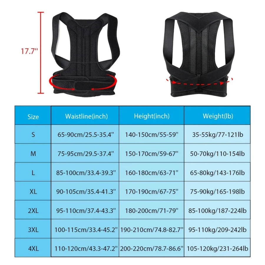 Posture Corrector for Men and Women – Adjustable Full Back Brace, Shoulder Straightener