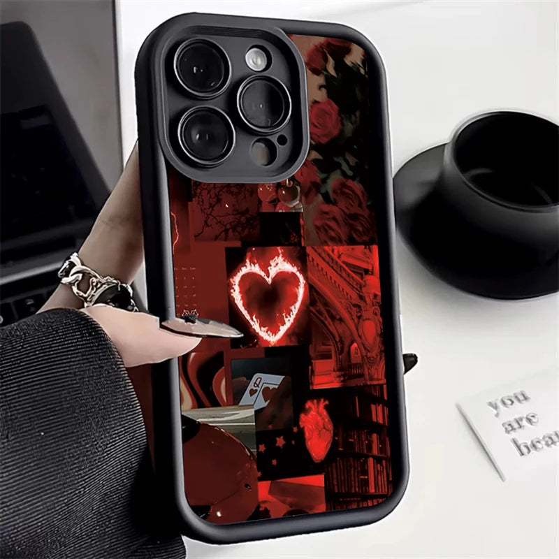 Red Scenery Phone Case for iPhone 11-17 Pro Max, Stylish Printed TPU