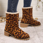 Winter Snow Boots for Women Warm Comfortable Women's Boots Mid-length Thick-heeled High-heeled Women's Cotton Shoes Botas Mujer