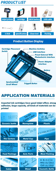 WILLITA 25.4mm Portable Handheld Inkjet Tij Printer Gun For Logo Expiry Date QR Barcode Batch Numbers Label Machine S10