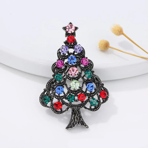 Christmas series jewelry brooch, retro full color diamond snowflake clothing,
