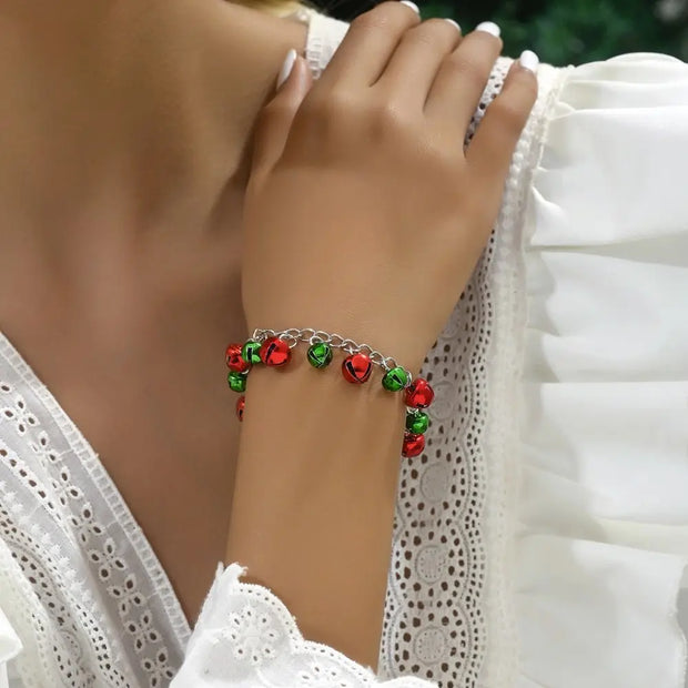 Sweet Necklace Christmas Bell Jewelry Set Earrings Jewelry Accessories Xmas Clavicle Chain Alloy Bracelet Gift
