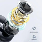 White open-ear clip-on earbud side view with dimension details