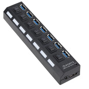 GRWIBEOU USB 3.0 Hub USB Hub 3.0 Use Power Adapter Multi USB Splitter 7 Port Multiple 3 Hab Expander USB Hub with Switch for PC