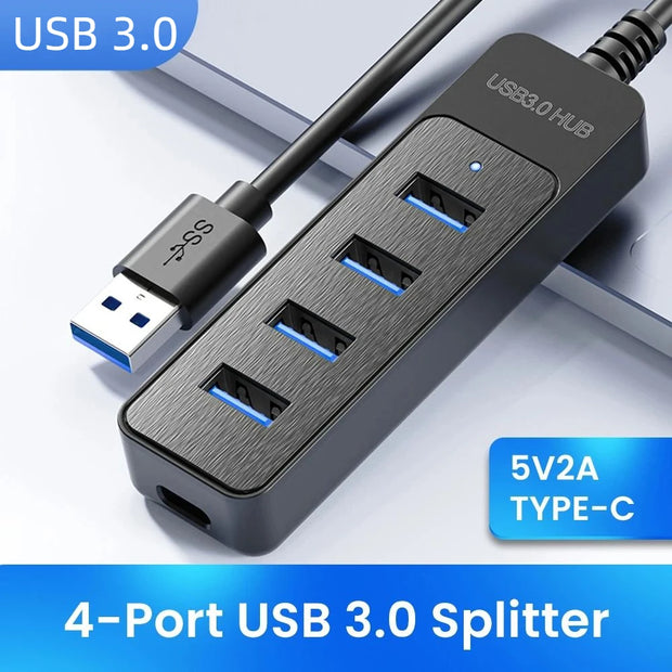 4 Port USB 3.0 Hub with Type C Port High Speed USB 3.0 Splitter Multifunctional Expansion Dock USB Power Adapter Splitter