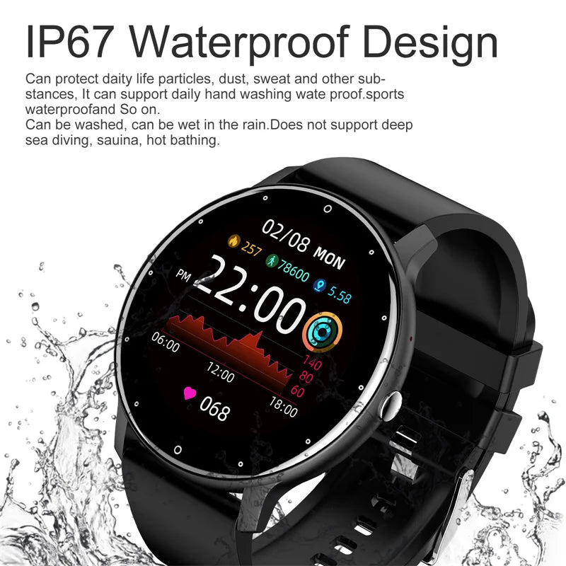 Smartwatch with waterproof design on a white background