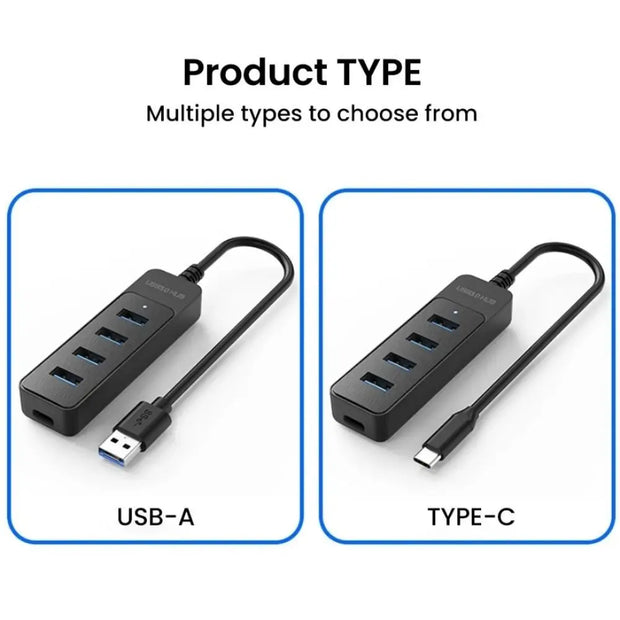 4 Port USB 3.0 Hub with Type C Port High Speed USB 3.0 Splitter Multifunctional Expansion Dock USB Power Adapter Splitter