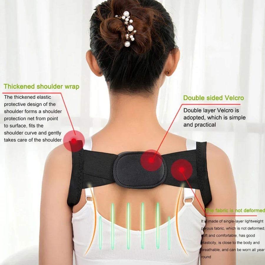 Adjustable Posture Corrector – Back Support Shoulder Belt, Straightens Spine, Corrects Posture