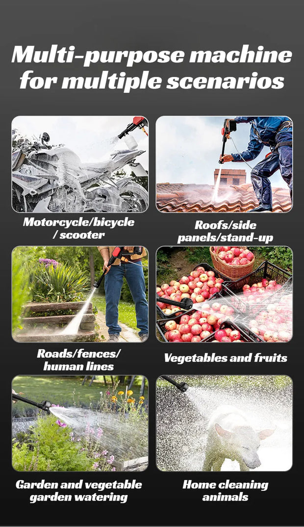 GMY【Cordless Handheld Water Gun】Lithium Battery Rechargeable High-Pressure Washer - Portable Car Wash Sprayer for Home