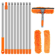 100-420CM Extended Window Cleaning Kit 2 in 1 Double Sided Glass Squeegee Cleaner Duster Mop 180° Swivel Window Cleaning Tools