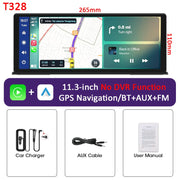 Vtopek 11.3-inch Carplay screen with GPS navigation and accessories, portable for various vehicles.