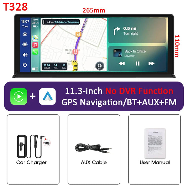 Vtopek 11.3-inch Carplay screen with GPS navigation and accessories, portable for various vehicles.