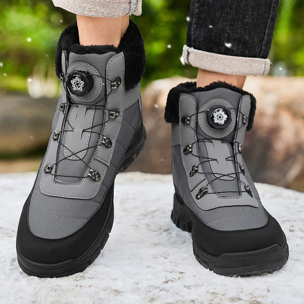 Winter Men Boots Outdoor Men Snow Boots High Top Cotton Boots with Fur Waterproof Non-slip Ankle Boots Lightweight Work Boots