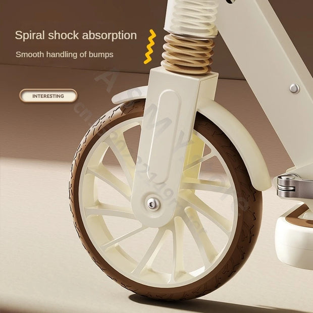 Children's Scooter, Foldable Bicycle, Large Children's Sliding Wheel, Campus Adult Two Wheel Scooter 5-15 years old