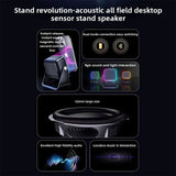 Stand revolution acoustic all field desktop sensor stand speaker with features highlighted on a black background