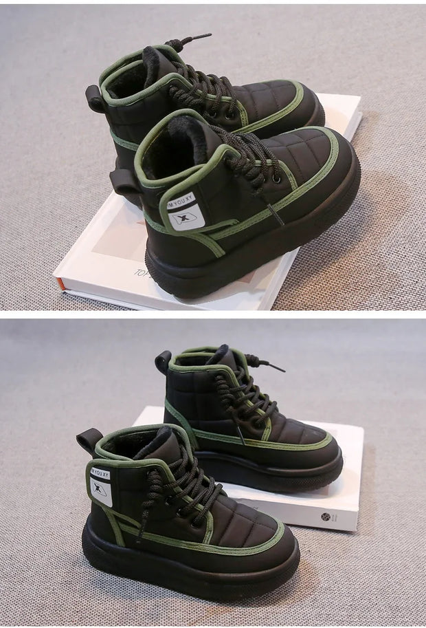 Winter Children Snow Boots 2025 New Kids Ankle Boots Toddler Girls Fashion Non-slip Plush Fur Warm Boys Cold-proof Short Boots