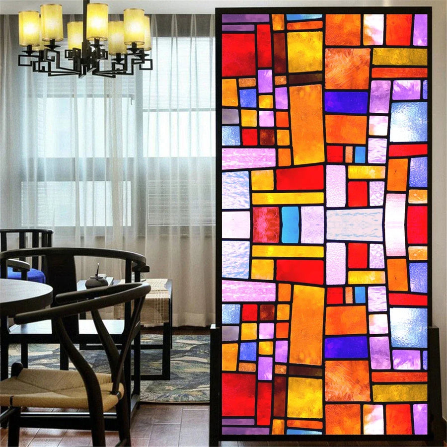Privacy Window Film – Stained Glass, Static Cling, No Glue