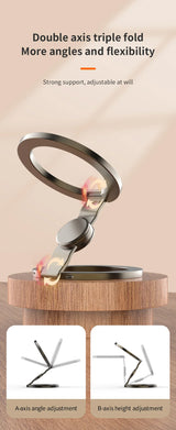 Double-Sided MagSafe Phone Holder – Foldable 360° Rotating Stand for iPhone 14/15/16