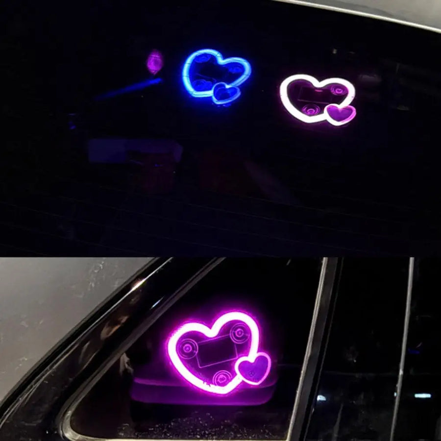 Solar Powered Car Neon Light – Heart-Shaped, Triangular Windows