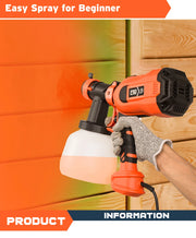 750W Electric Spray Gun 4 Nozzle Sizes 1200ml HVLP Household Paint Sprayer Flow Control Easy Spraying by PROSTORMER
