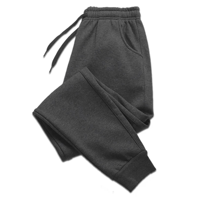 Men's dark gray casual jogger sweatpants on white background