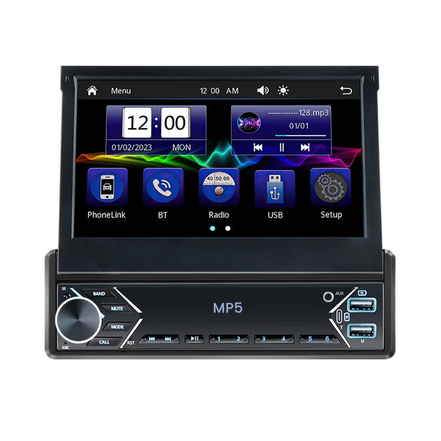 New Carplay Android Auto 1Din 7'' Retractable Universal Car Stereo Radio TouchScreen MP5 Player Intelligent Vehicle System BT FM