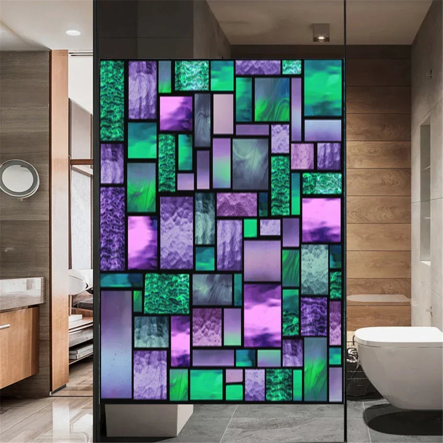 Privacy Window Film – Stained Glass, Static Cling, No Glue