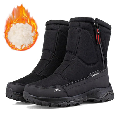 Mens winter waterproof snow boots front view