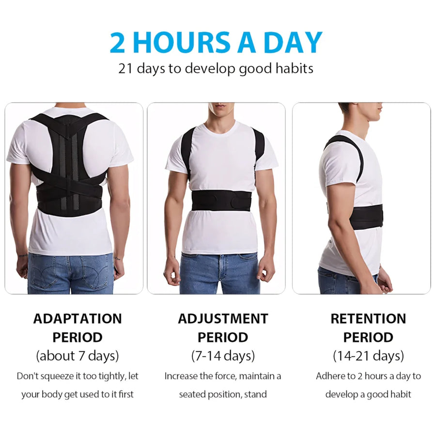 Posture Corrector for Men and Women – Adjustable Full Back Brace, Shoulder Straightener
