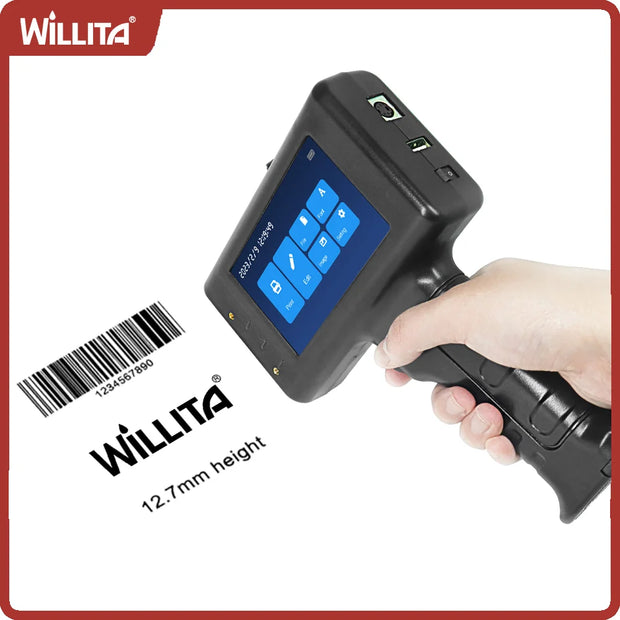 Willita Handheld Thermal Inkjet Printer English Language Production Date Number Logo Expiry Date Label Plastic Hand Jet Printer